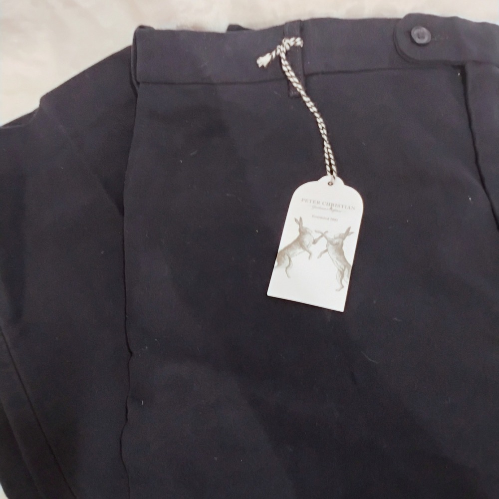 Peter Christian Mens 100% Heavy Cotton Flat Front Trousers Pants 46x30 NEW V